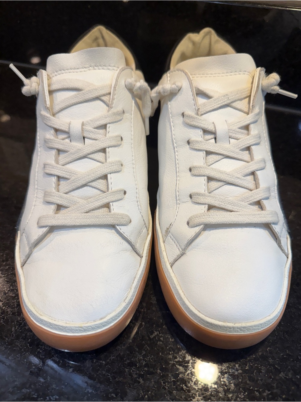 Dolce Vita Zina Low Top Leather Sneakers White Black Silver - Women's Size 9